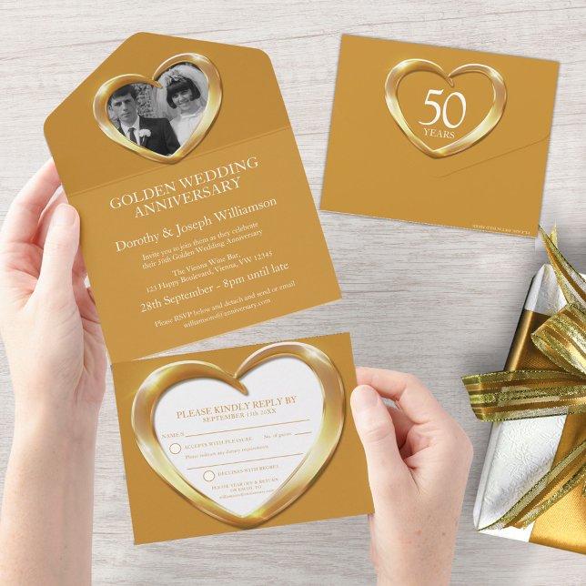 Invitation Tout En Un Célébration des noces d'or, 50 ans de mariage (Créateur téléchargé)