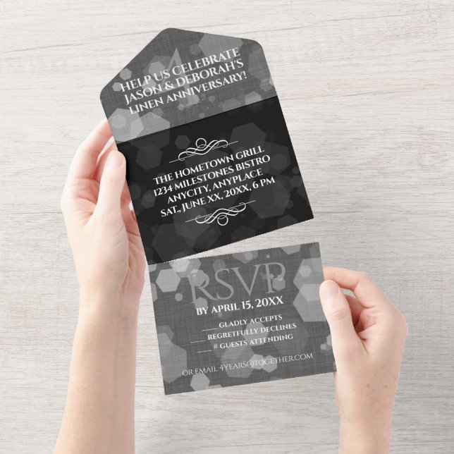 Invitation Tout En Un Célébration élégante du 4e anniversaire de mariage (Déchirure)