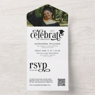 Invitation Tout En Un Célébrez le diplômé Photo QR RSVP
