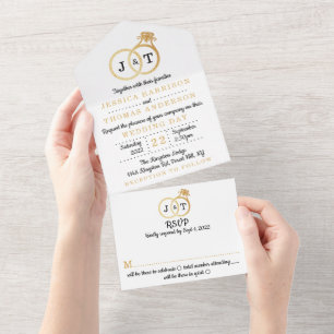 Invitation Tout En Un Cercles Mariages Chic Faux Gold Foil