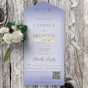 Invitation Tout En Un Cercles mariages Périwinkle moderne QR Code