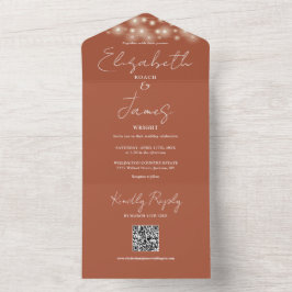 Invitation Tout En Un Chaîne Lights QR Code Mariage Terracotta