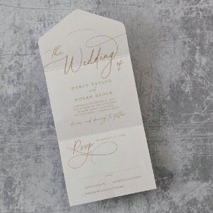 Invitation Tout En Un Charme élégant RSVP ivoire et Mariage or