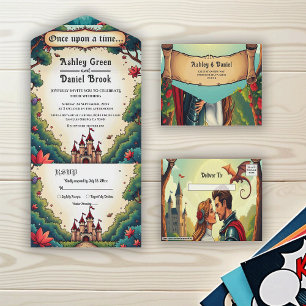 Invitation Tout En Un Château de conte de fées mariage en bois