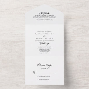 Invitation Tout En Un Chic Calligraphie Mariage élégant  
