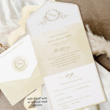 Chic, Crème Champagne Aquarelle Monogram Mariage