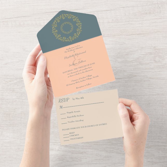 Invitation Tout En Un Chic Vibes Gold Mariage (Déchirure)