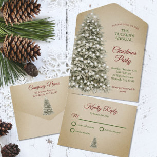 Invitation Tout En Un Christmas Tree Kraft Papier Société Fête