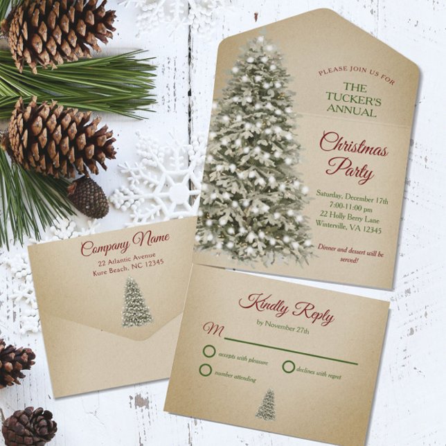 Invitation Tout En Un Christmas Tree Kraft Papier Société Fête (Créateur téléchargé)