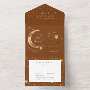 Invitation Tout En Un Ciel Mystique Lune Étoiles Halo Mariage