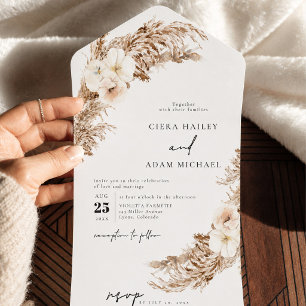 Invitation Tout En Un CIERA Bohehmian Fall Pampas Grass Mariage