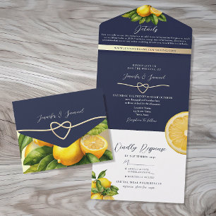 Invitation Tout En Un Citrus citron rustique Mariage