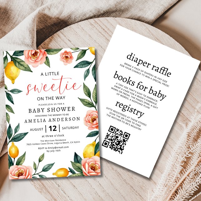 Invitation Tout en un Citrus Citrus Floral Baby shower d'été (Créateur téléchargé)