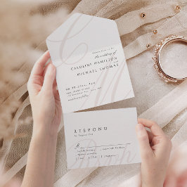 Invitation Tout En Un Classic Elegance calligraphie monogramme mariage