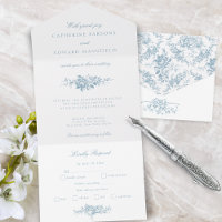 Classic Elegant Bleu et Blanc Floral Toile