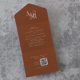 Invitation Tout En Un Code QR ANDREA Terracotta Simple Mariage Minimalis