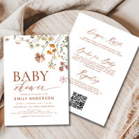 Tout en un code QR Boho Fleur sauvage Baby shower