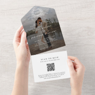 Invitation Tout En Un Code QR de photo de monogramme de calligraphie min