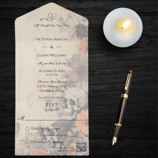 Invitation Tout En Un Code QR Ghoulish & Gothique Halloween