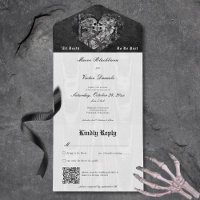 Code QR gothique noir et blanc Squelette Couple