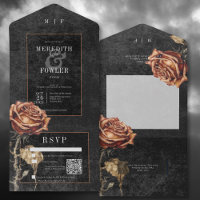Code QR Rose noir et rouille foncé gothique