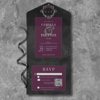 Code QR Satin Floral Vin Noir Gothique Sombre