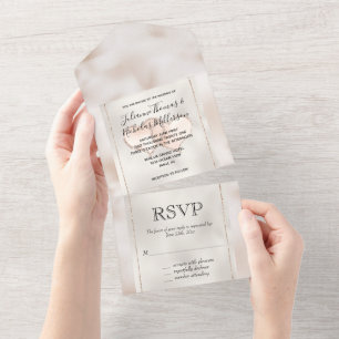 Invitation Tout En Un Coeurs de Parties scintillant de Glam blanc
