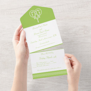 Invitation Tout En Un Coeurs de tissage celtique dans Peridot