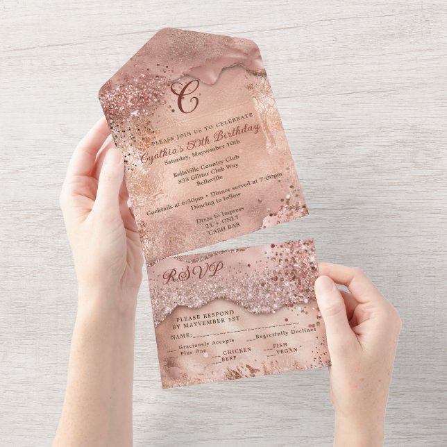 Invitation Tout En Un Conception d'invitation Bling TOUT EN UN (Déchirure)