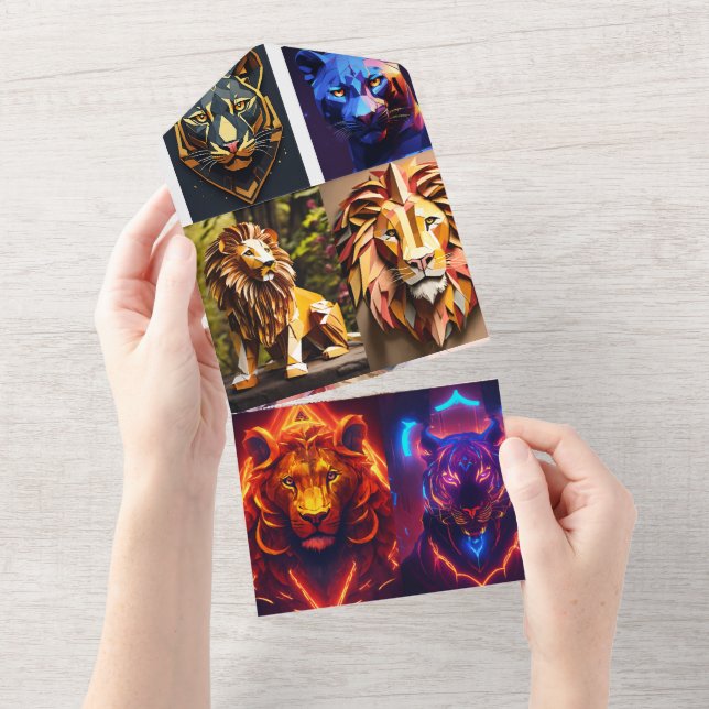Invitation Tout En Un Conception géométrique des prismes de tête de lion (Déchirure)