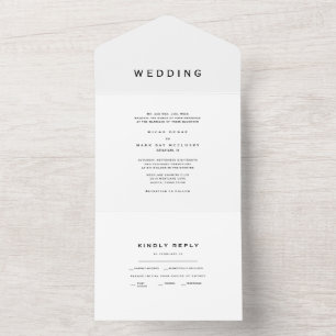 Invitation Tout En Un Contemporain Moderne Simple Mariage blanc
