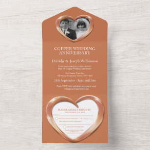 Invitation Tout En Un Copper mariage anniversaire 7 ans fête