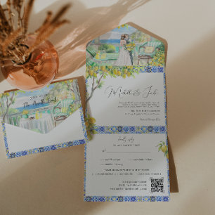 Invitation Tout En Un Côte amalfitaine   Carrelage méditerranéen Mariage