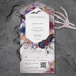 Invitation Tout En Un Couleurs gothiques rustiques Code QR Mariage Hallo