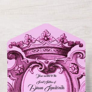 Invitation Tout En Un Couronne rose princesse royale douce 16