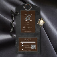 Dark gothique Noir et Brown Floral Satin Code QR