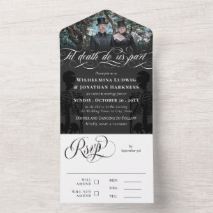 Invitation Tout En Un Dark Grey Jusqu'à la mort Do Us Party Goth Mariage