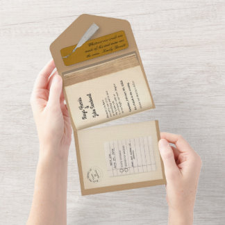 Invitation Tout En Un De la bibliothèque - Livre de mariage classique et