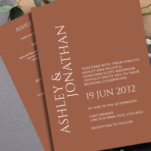 Invitation Tout-en-un de Mariage moderne gras et minimaliste