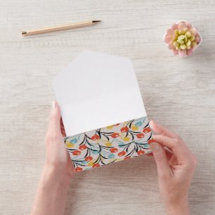 Invitation Tout En Un Design floral Motif de Tulipe en blanc