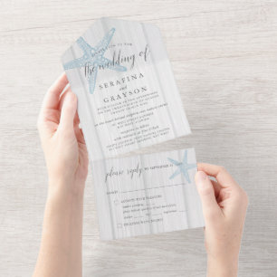 Invitation Tout En Un Destination Plage Rustique Starfish Mariage