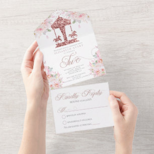 Invitation Tout En Un Deuxième carrousel d'anniversaire Parties scintill