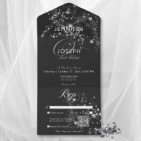 Diamants de verre noir et blanc modernes Code QR