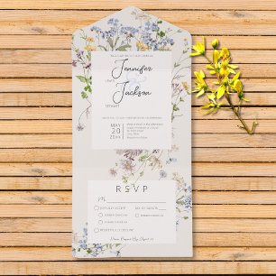 Invitation Tout En Un Dîner Boho Fleur sauvage à la crème