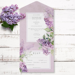 Invitation Tout En Un Dîner Rustique Romantique Violet & Sage Lilacs