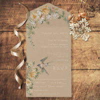Dîner vintage Floral & Oiseau Tan