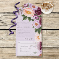 Dîner vintage Lavender Maroon & Peach Peonies