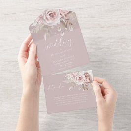 Invitation Tout En Un Divine Blush Floral Mariage