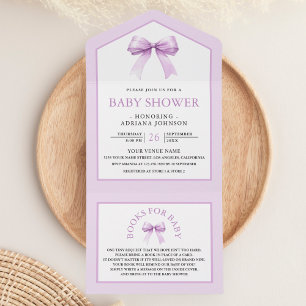 Invitation Tout En Un Douce Baby Shower Arc-en-ciel Rose Violet