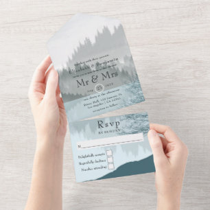 Invitation Tout En Un Dreamy Lakeside Mariage forestier